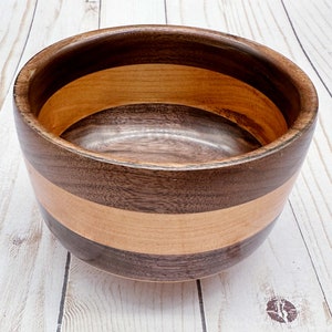 Walnut and Cherry Bowl, Simple Wooden Bowl, Wooden Home Decor, Decorative Wooden Bowl, Handmade Wood Bowl, Rustic Wooden Bowl for Home
