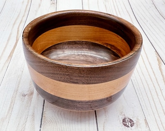 Handmade Walnut and Cherry Wood Bowl: Rustic Home Decor