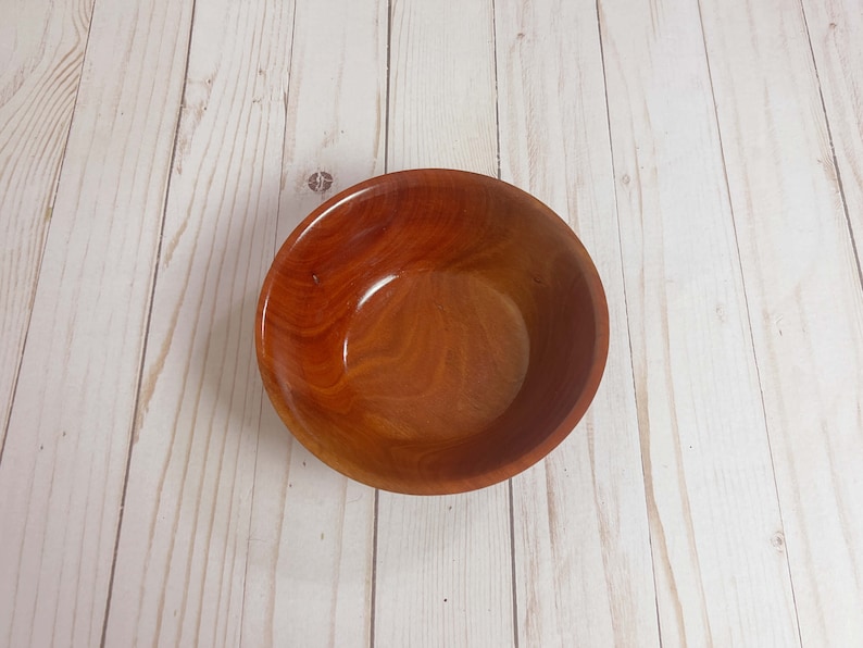 Eucalyptus wood bowl - top view, zoomed out