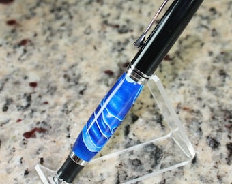 Blue Swirl Resin Rollerball Pen, Oxford Style, Writer Gift