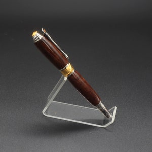 Right side view of fountain pen made of ringed gidgee wood.