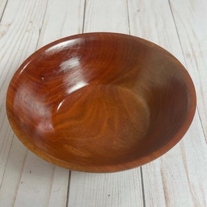 Eucalyptus wood bowl - top view, close-up
