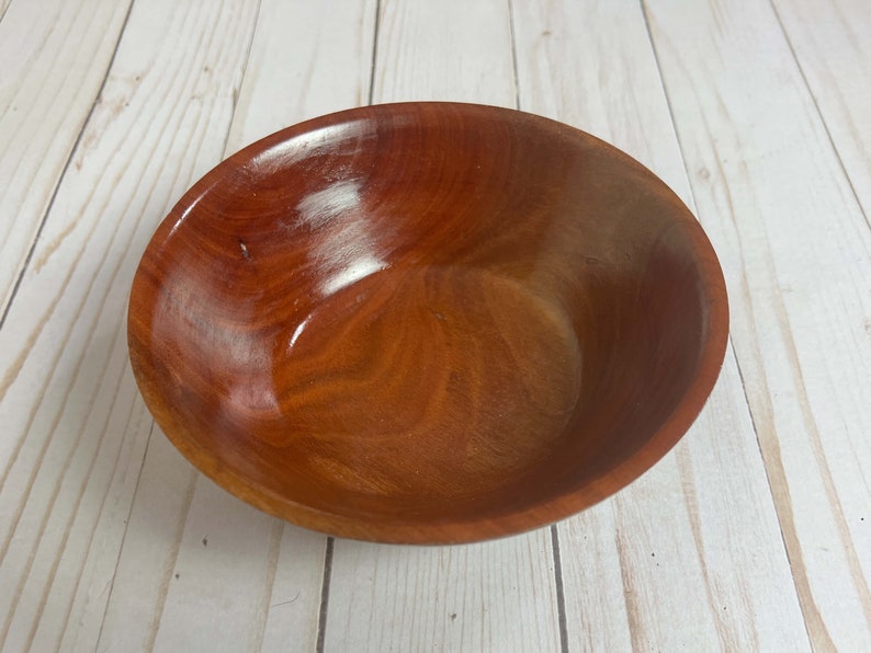 Eucalyptus wood bowl - top view, close-up