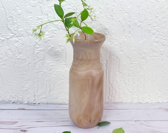 Maple Wood Turned Vase: Milk Bottle Style, Dried/Faux Flowers