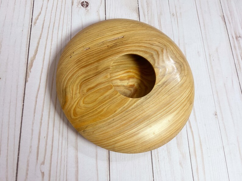 Cypress wooden potpourri bowl - top view at slight angle