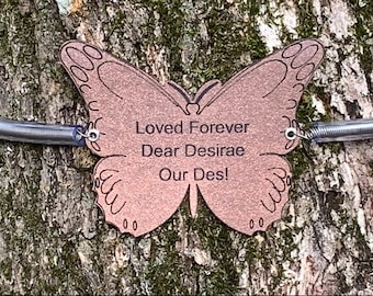 Butterfly Bracelet Tree Tag. Outdoor Tree Marker. Safe for Tree. Made in USA. Free Shipping
