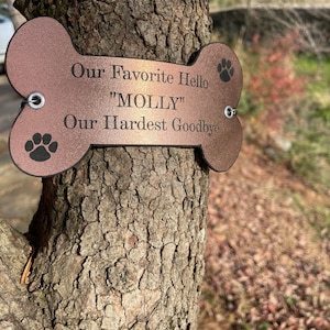 Dog Bone Tree Tag, Tree Memorial Marker. Dogs are Family. Grows safely w/tree. Grave Marker, Place Dog Tags. FREE Shipping + FREE Engraving