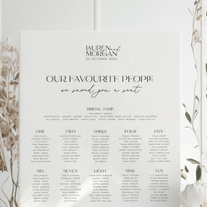 MIRRA Modern Wedding seating chart template, Download Minimalist Seating Plan, Modern Printable Seating Plan Editable Templett