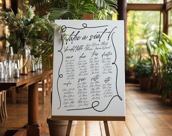 AYLA Italian Style Seating chart template, Wedding Seating Board Sign, Script wedding seating chart, Instant Download Templett