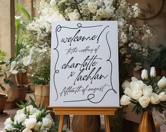 AYLA Minimalist Wedding Welcome Sign, Welcome Wedding Sign, Script Wedding Welcome Sign, Instant Download Templett