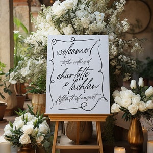 AYLA Minimalist Wedding Welcome Sign, Welcome Wedding Sign, Script Wedding Welcome Sign, Instant Download Templett
