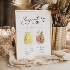 DAZZLE Signature Drinks Sign Template, Minimalist Signature Cocktail Sign, Wedding Bar Menu, Editable Template Templett Instant Download