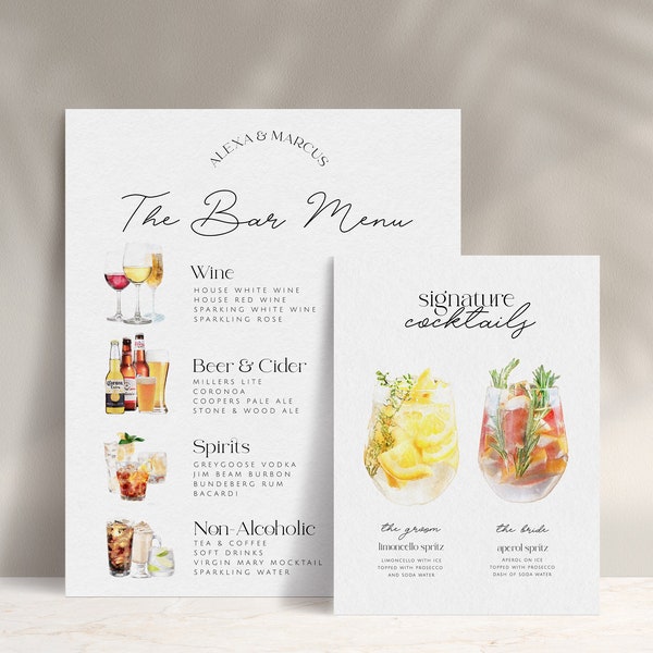 DAZZLE Stacked Bar Menu Template, Modern Editable Drink Menu Template, Minimalist Printable Bar Menu, Templett Instant Download