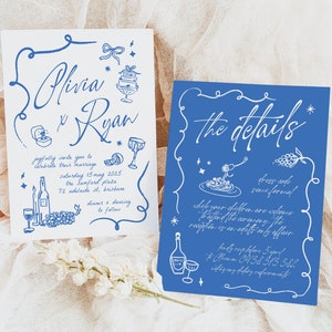 VINO Handgezeichnete Hochzeitseinladung Vorlage, Handgezeichnetes scribble illustrierte Spaß Hochzeitseinladung, Instant Download Templett