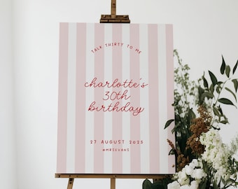 MINNIE Pink 30th Birthday Welcome Sign Template, Thirty Birthday Party Welcome Sign, Editable Template Instant Download Templett