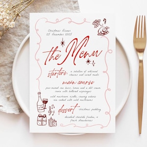 VINO Christmas Menu Template | Printable Christmas Party Menu | Holiday Bar menu | Digital Print | Instant Download Templett