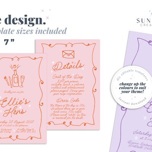 GEORGIE Hens Night Invitation Template French Vintage Illustration GEORGIE Hens Night Invitation Template French Vintage Illustration