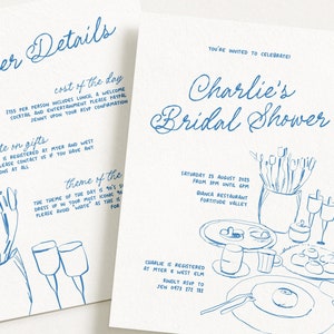 MACIE Fun Hand Drawn Bridal Shower Invitation Template, Bridal Shower Invite, Drawing Illustration, Editable Templett Download