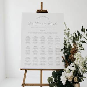 DAZZLE Wedding seating chart template, Download Minimalist Seating Plan, Modern Printable Seating Plan Editable Templett image 1