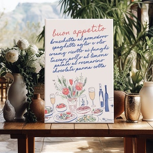 Plantilla de letrero de menú de comida peculiar de TOSCANO, tablero de menú de cena grande caprichoso ilustrado con garabatos dibujados a mano, descarga instantánea de Templett