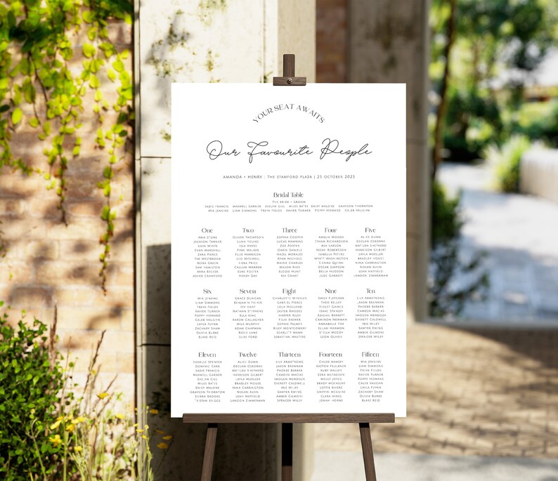 DAZZLE Wedding seating chart template, Download Minimalist Seating Plan, Modern Printable Seating Plan Editable Templett image 9