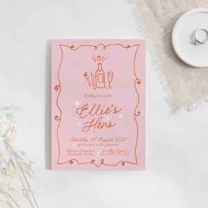 GEORGIE Hens Night Invitation Template French Vintage Illustration GEORGIE Hens Night Invitation Template French Vintage Illustration