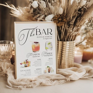 NELLA Signature Drink Sign, Bar Menu Template, Minimalist Printable Bar Menu, Editable Template Templett Instant Download
