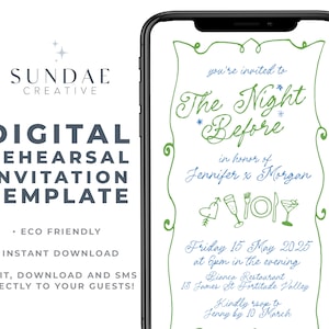 GEORGIE Digital Rehearsal Dinner Invitation, Elegant Dinner Invite, Minimalist Rehearsal Dinner Invitation,  Modern Wedding Rehearsal Invite