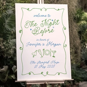 GEORGIE Whimsical Rehearsal Dinner Sign | Engagement Sign | The Night Before Welcome Sign | Editable Welcome Sign Templett