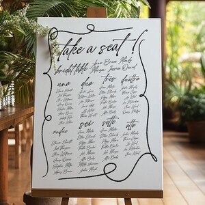 AYLA Italiaanse stijl zitplaatsen grafieksjabloon, bord bruiloft zitplank, script bruiloft zitplaatsen grafiek, instant download Templett
