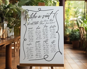 AYLA Italian Style Seating chart template, Wedding Seating Board Sign, Script wedding seating chart, Instant Download Templett