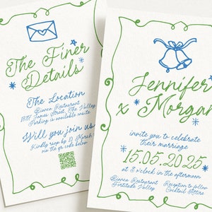 GEORGIE Bearbeitbare Hand gezeichnete Hochzeitseinladungsvorlage, Französische Vintage Illustration, Scribble Garden, Bearbeitbare Templett Download