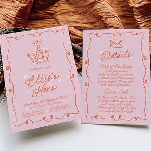 GEORGIE Hens Night Invitation Template French Vintage Illustration GEORGIE Hens Night Invitation Template French Vintage Illustration