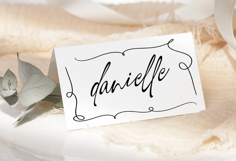 AYLA Modern Wedding Placecard Template Download, Hand Drawn Escort Cards Template, Editable Template Instant Download Templett image 6