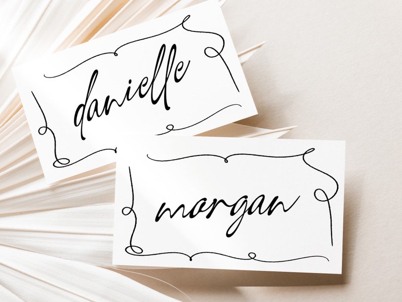 AYLA Modern Wedding Placecard Template Download, Hand Drawn Escort Cards Template, Editable Template Instant Download Templett image 1