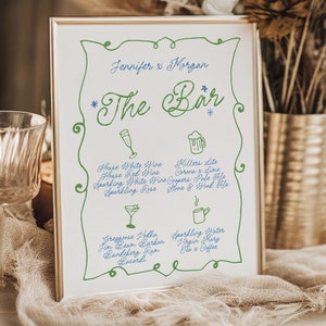 GEORGIE Whimsical Modern Editable Drink Menu Template | wedding bar menu | wedding drinks menu | Editable bar drinks Sign Templett
