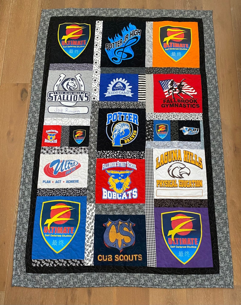 Handmade Memory Quilt from T-Shirts, Graduation Gift, Quilt from Clothing image 9