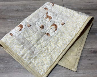 Woodland Deer Pastel Baby Quilt
