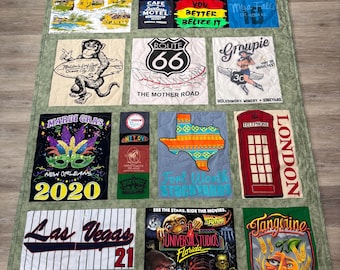 Custom T-Shirt Memory Quilt, Travel Souvenir Keepsake