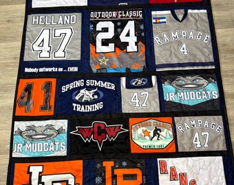 Memory Quilt from T Shirts and Jerseys