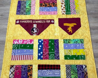 Custom Dog Bandana Memory Quilt, Keepsake for Dog Lovers, Handmade Heirloom