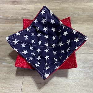 Patriotic Navy Blue Stars Soup Bowl Cozy