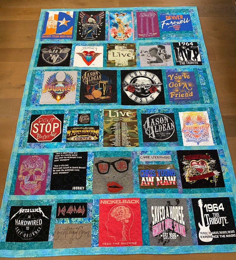 Handmade Memory Quilt from T-Shirts, Graduation Gift, Quilt from Clothing image 1