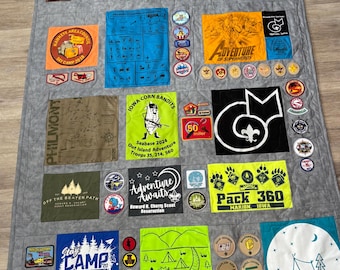 Handmade Boyscout Patch Display Quilt, Eagle Scout Memory Keepsake