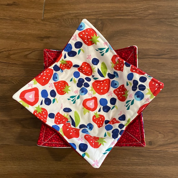 Strawberry and Blueberry Soup Bowl Cozy