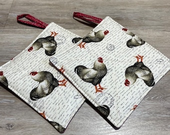 Farmhouse Chickens Pot Holders Set of Two
