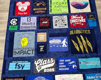 Memory Quilt, T Shirt Quilt, Handmade Keepsake Gift, Graduation Bereavement Quilt