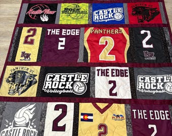 Custom T-Shirt Memory Quilt, Sports Jerseys Clothing Keepsake Graduation Gift