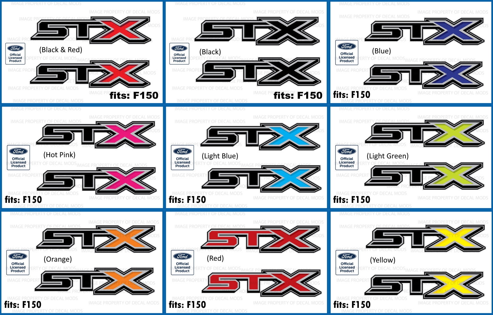 Ford F150 STX Decals Stickers (2015-2020) Set of 2 Officially Licensed - Fx