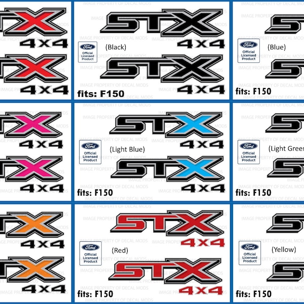 Ford F150 STX 4X4 Decals Stickers (2015-2020) Set of 2 Officially Licensed - Fx